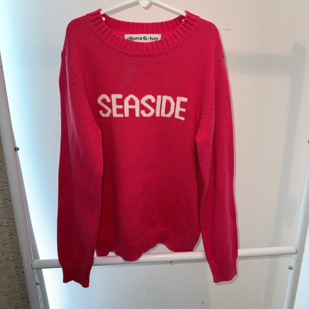 NWOT ELLSWORTH & IVEY Girls Hot Pink “Seaside” Crewneck Sweater Size:10